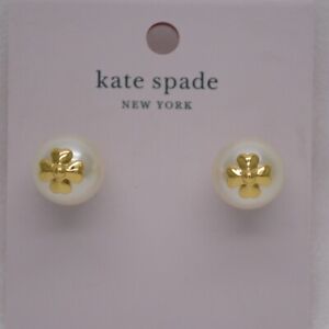Kate Spade Women Jewery Gold Tone Cross Pearl Stud Post Earrings Elegant Unique