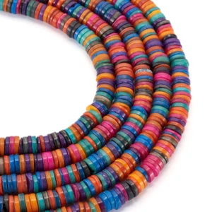 5 Strands Natural Shell Disc Beads Mixed Color Flat Tiny Spacer Beads 8-8.5mm - Picture 1 of 7