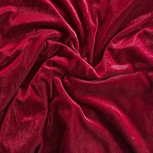 Ribbed Knit Velour Fabric in Burgundy, 4-way Stretch Midweight 60", 1 yard - Picture 1 of 2