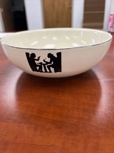 Vtg Hall Tavern Ware Silhouette 9" Salad Serving Bowl 30s Restaurant Ware Black - Picture 1 of 8