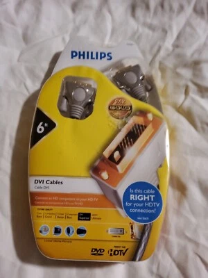 Cabo Philips DVI 6 pés HDTV Home Theater ouro 24K NOVO - Imagem 1 de 4