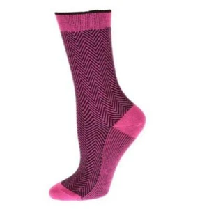 Women's Mercerized Cotton Herringbone Dress Casual Crew, Fine Gauge Knit Socks - Picture 1 of 17