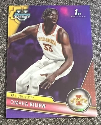 Omaha Biliew 2023-24 Bowman Chrome U 1st Purple Refractor #32 /399 - Iowa State - Image 1 of 2