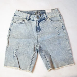 NWT Justice Girlfriend Board Shorts Raw Hems Zip Fly Light Wash Size 16 - Picture 1 of 2