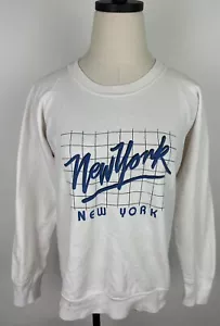 Vintage 80er 90er NEW YORK Sweatshirt DAMEN XS Tiny Fit Pop Art Raglan FLECKEN - Bild 1 von 14