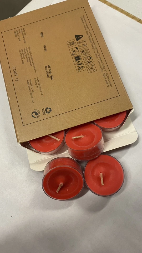 PartyLite Candles RED HINOKI WOOD Scented Tealight Candles 12pc 1 Box New - Изображение 1 из 1