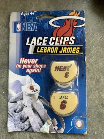 LEBRON JAMES MIAMI HEAT #6 BLACK JERSEY SHOE LACE CLIPS NEW IN PACKAGE Cover