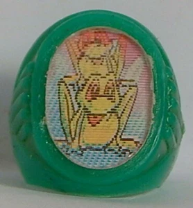 VINT FLICKER TILT GUMBALL RING FROG JUMPING GREEN PLASTIC - Picture 1 of 5