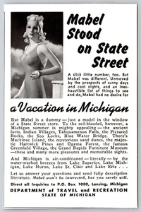 1941 Travel To Michigan Mabel The Model In Window Of State Street Store Print Ad - Bild 1 von 1