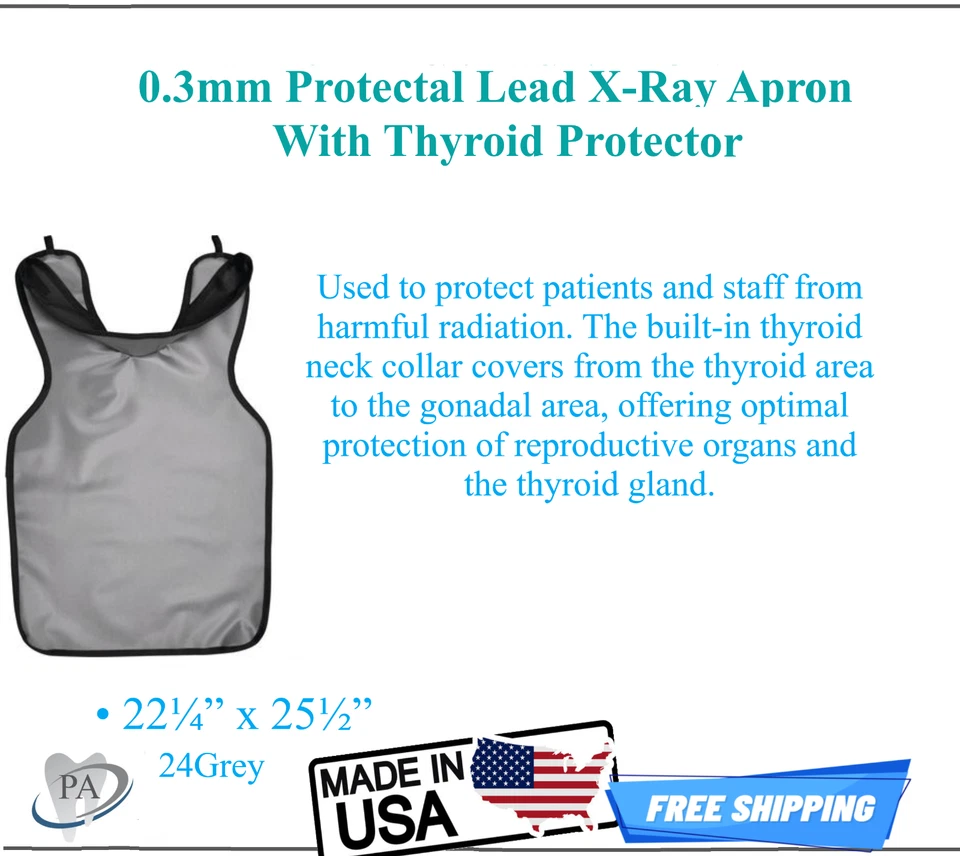 Palmero 24-GREY Protectall 0.3mm Adult X-Ray Lead Apron 22 1/4" 1/2" Grey