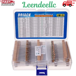 Kit de resistencia BOJACK 1000 piezas 25 valores 1 ohmio-1 m ohmio con resolución de película de carbono 5% 1/4 W - Imagen 1 de 6