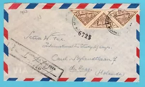 BOLIVIA R air cover 1953 La Paz with triangular stamps to The Hague, Netherlands - Picture 1 of 2