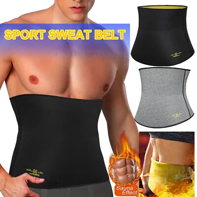 Mens Sauna Sweat Waist Trainer Band Fat Burner Trimmer Belt Girdle Body Shaper - Image 1 of 4