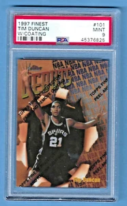1997 Finest W/Coating Tim Duncan Spurs #101 Rookie PSA 9 #45376825 HOF 2020 - Picture 1 of 2