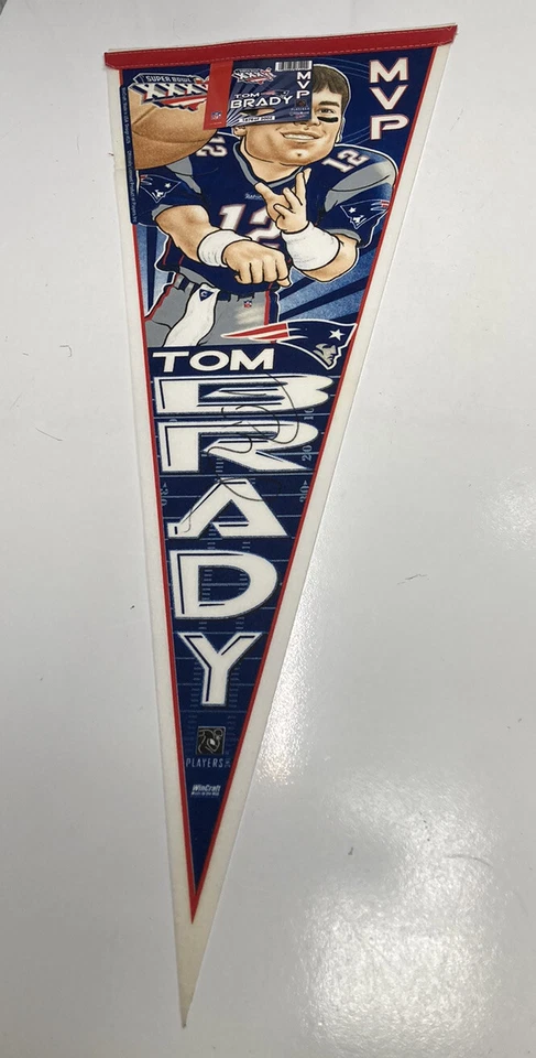 Banderín firmado por Tom Brady del Super Bowl XXXVI MVP (36) 1876 de 2002 por Wincraft Foto 1 de 4