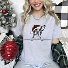 Xmas T Shirt Boston Terrier Dog Xmas Shirt Christmas T-Shirt Xmas TShirt Santa