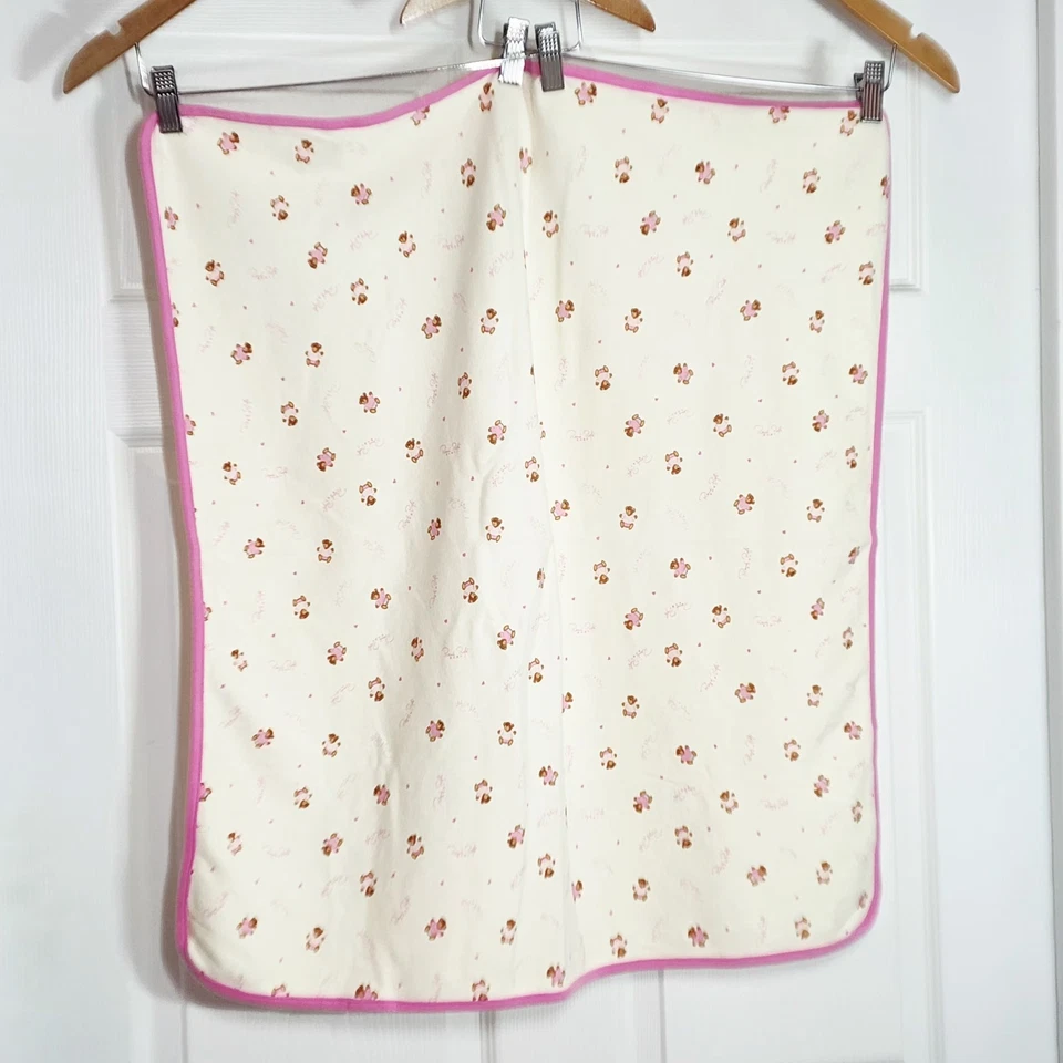 Manta Receptora Bebé Rene Rofe Oso de Peluche Rosa Borde Lovey Pequeña Seguridad  Foto 1 de 4