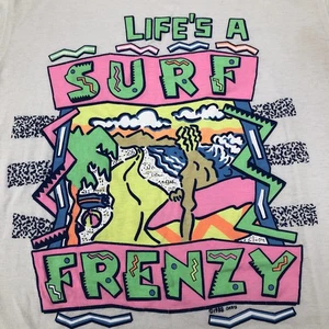 Vintage Surf Summer Frenzy Neon Graphic T-Shirt One Size Fits All 1988 80’s Rare - Bild 1 von 12