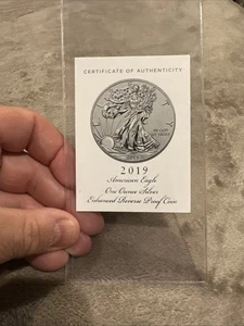 2019 S ENHANCED REVERSE PROOF SILVER EAGLE COA ONLY, CERTICATE 20381 - Picture 1 of 2