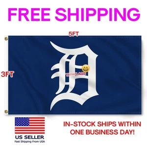 Detroit Tigers 3x5 ft Flag Banner Man Cave Wall Decor Banner FREE Shipping - Picture 1 of 14