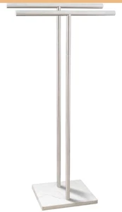 Portasciugamani Doppio Standing 40 in H Acciaio Inox Spazzolato Bagno Piscina Vasca - Foto 1 di 3