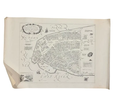 MANHATTAN 1660 Map Lithograph - Manning Exton 1965 ‘Nieuw Amsterdam’ (23x35 in) - Image 1 of 4