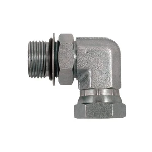 #12 SAE ORB Male x 3/4" NPSM Female 90° Hydraulic Swivel Adapter 6901-12-12 - Picture 1 of 5