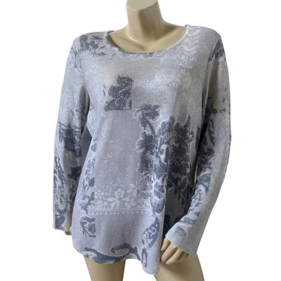 Camisa tejida elástica brillante adornada manga larga CHICOS para mujer talla 2 (grande) Foto 1 de 4