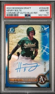 2022 Bowman Draft Henry Bolte Chrome Auto Refractor Blue 1st #/150 PSA 10 - Picture 1 of 2