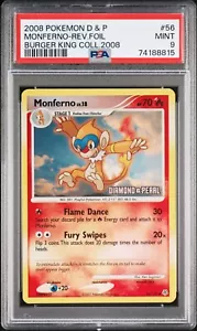 2008 Pokemon D&P 56 Monferno-Reverse Foil Burger King Coll. - PSA 9 - Pop 1 - Picture 1 of 2