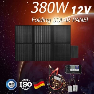 380W 12V Folding Solar Panel Blanket Flexible Mat USB Controller Completed Kit - Picture 1 of 11