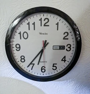 Vintage Large Westclox Time N Date Wall Clock battery 30cm # - Picture 1 of 8