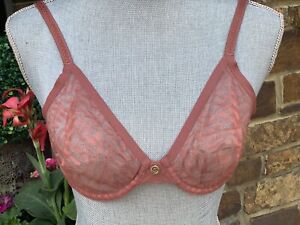 NWT CHANTELLE Graphic Allure Sheer Unlined Underwire Bra - Amber Size 34C $84