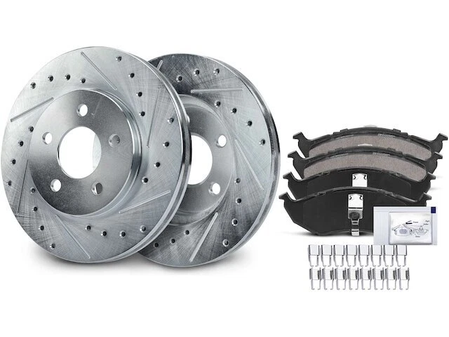 Kit de pastilha de freio dianteiro e rotor 88QS77Z compatível com 2000 Chrysler Grand Voyager - Imagem 1 de 1