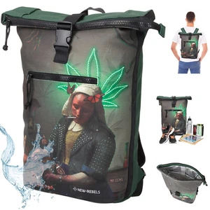 Rucksack Damen Herren A4 Kurierrucksack Plane Time Bag Tasche Grün Hanf Ganja 63 - Bild 1 von 18