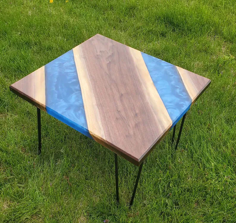 15" Epoxy Resin Table Top Handmade Wooden Furniture Home Decor - Image 1 of 1