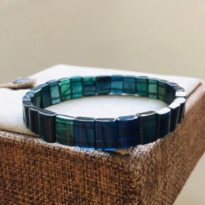 8,7*7*3,7 mm Natürlicher Blauer Turmalin Kristall Frauen Perlen Armband AAAA - Bild 1 von 6