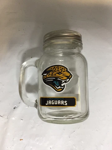 Jacksonville Jaguars NFL 16oz Glass Mason Jar White Cover