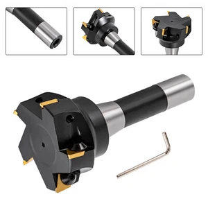 90 Degree Indexable End Mill 3'' Cutting Depth R8 Shank End Mill 5 Flutes+Key US - Picture 1 of 12