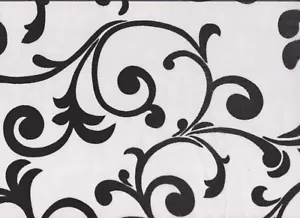 White Organza Fabric With Black Flocking 280cm wide (per metre) - Picture 1 of 3