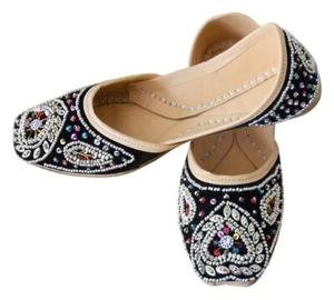 Women Shoes Handmade Wedding Wedding Indian Mojaries Jutties Flats Leather US 6 - Picture 1 of 7