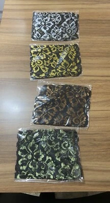 Set Of 4 Pair Of Stretch Lace Satin Look Boot Cuffs/toppers New In Package - Image 1 of 4