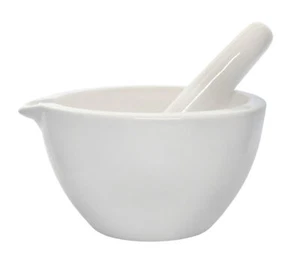 Porcelain Mortar & Pestle Set, 30oz - Unglazed Grinding Surface - Eisco Labs - Picture 1 of 4