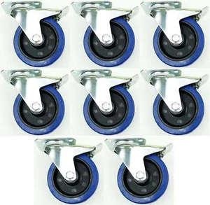 8er Set SL 125 mm Schwerlast Rollen Bremse Transportrollen Lenkrollen Blue Wheel - Bild 1 von 11