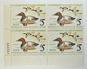 US HUNTING PERMIT STAMP SCOTT #RW42 $5 BLOCK OF 4 MNH OG, 1975 - Picture 1 of 2