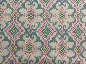Arabic Batik Pink Blue Green 280cm Double Width Curtain Blind Upholstery Fabric - Picture 1 of 9