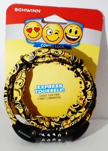 Schwinn Fahrrad Kombischloss schwarz Stoff Emoji Symbol Abdeckung Stahlkabel Sicherheit 6mm - Bild 1 von 2