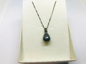 1 Halskette mit schwarzen Tropfenperle 925 Silber Pearl Silver Choker pendants - Bild 1 von 3