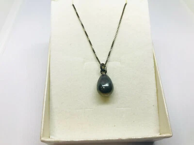 1 girocollo con Perla nera a goccia Argento 925 Pearl Silver Choker pendants  - Immagine 1 di 3