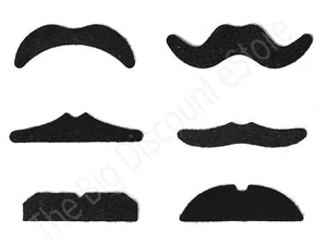 Novelty Fake Moustache Mustache Fancy Dress Costume Party Self Adhesive Set Of 6 - Picture 1 of 2